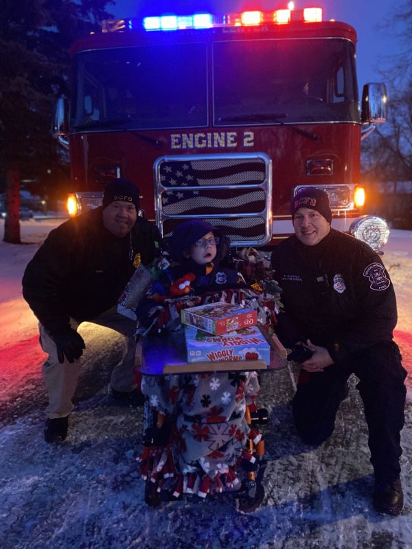 Tucker with BCFD at holiday drive thru