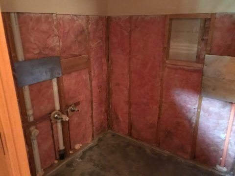 This bathroom was demo'd to be replaced as a recording studio!